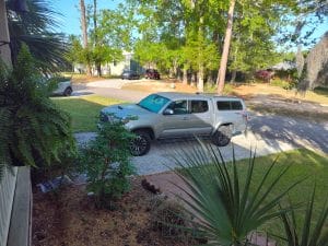 Blog 11 Pick-up truck being detailed on a customer driveway