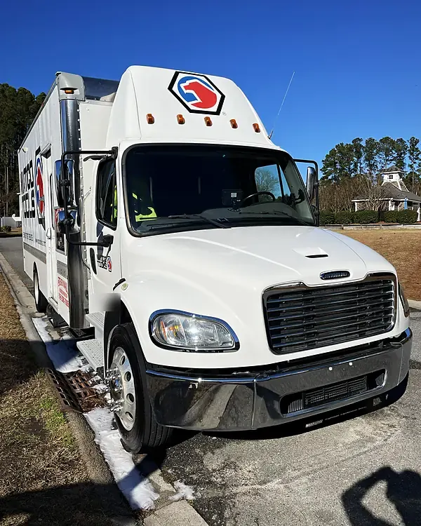 Freightliner Box Truck fleet detailing by Lux Detailer, mobile detailing in the Lowcountry: Hilton Head, Bluffton, Beaufort & Savannah