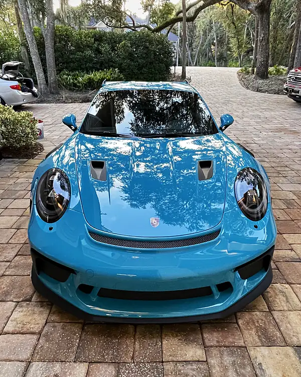 Porsche 911 GT3 RS Miami Blue mobile detailing by Lux Detailer, mobile detailing in the Lowcountry: Hilton Head, Bluffton, Beaufort & Savannah