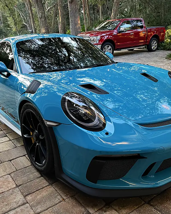 Porsche 911 GT3 RS Miami Blue paint correction by Lux Detailer, mobile detailing in the Lowcountry: Hilton Head, Bluffton, Beaufort & Savannah