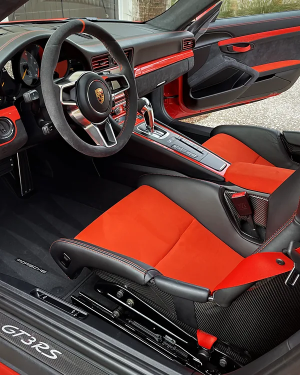 Porsche GT3 RS Interior interior detailing by Lux Detailer, mobile detailing in the Lowcountry: Hilton Head, Bluffton, Beaufort & Savannah