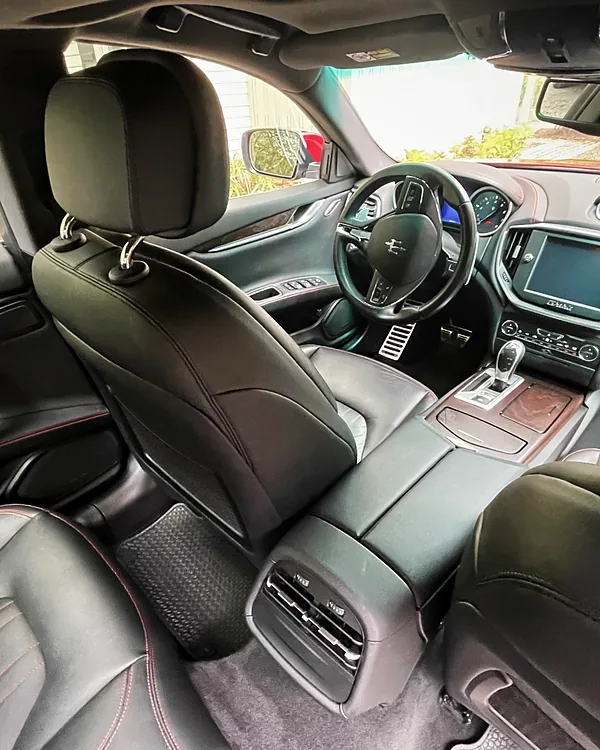 Maserati Ghibli Interior interior detailing by Lux Detailer, mobile detailing in Beaufort, SC