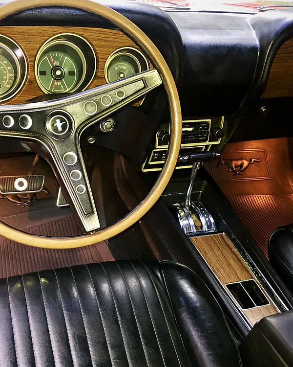 Ford Mustang 1969 Interior interior detailing by Lux Detailer, mobile detailing in Bluffton, SC