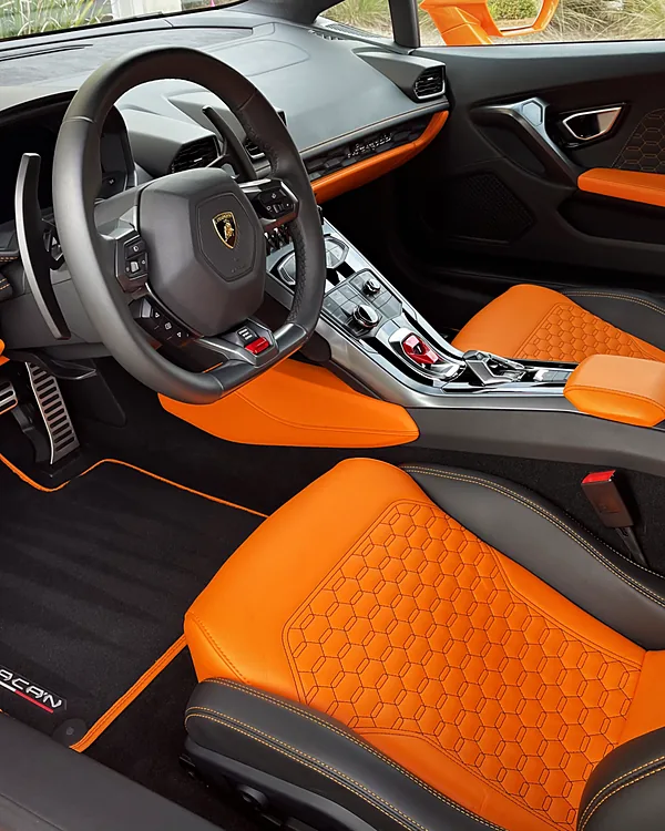 Lamborghini Huracan Interior car detailing by Lux Detailer, mobile detailing in Bluffton, SC