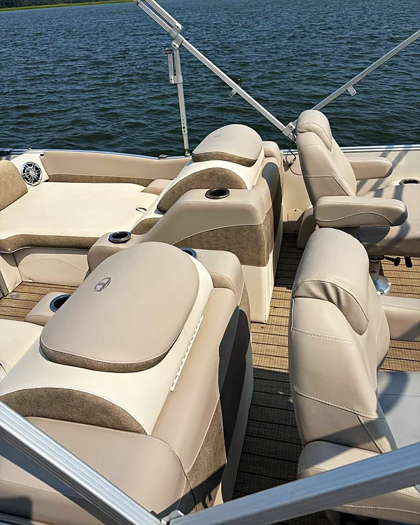 Pontoon Seating boat detailing by Lux Detailer, mobile detailing in Bluffton, SC