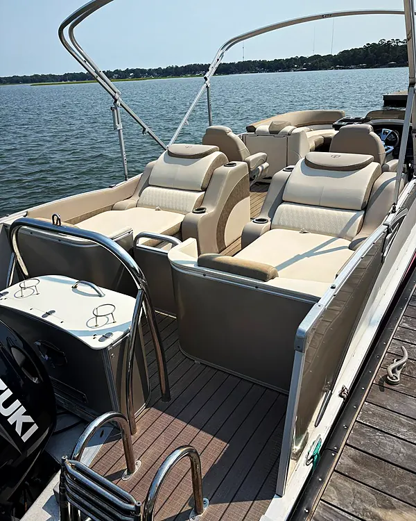 Pontoon Boat boat detailing by Lux Detailer, mobile detailing in Hilton Head Island, SC