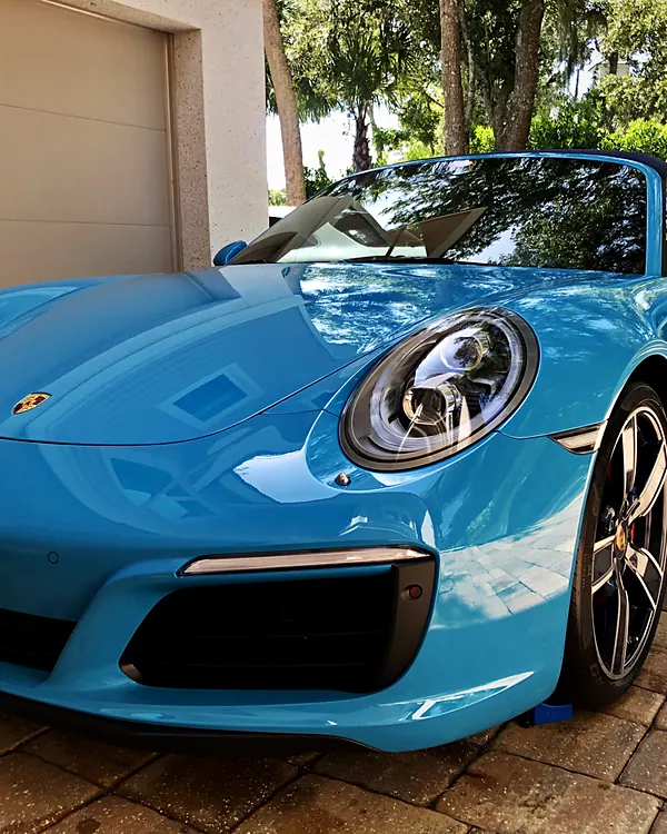 Porsche 911 Miami Blue car detailing by Lux Detailer, mobile detailing in Port Royal, SC