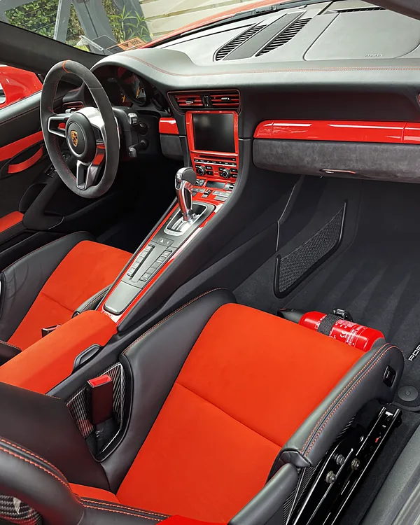 Porsche GT3 RS Interior car detailing by Lux Detailer, mobile detailing in Ridgeland, SC