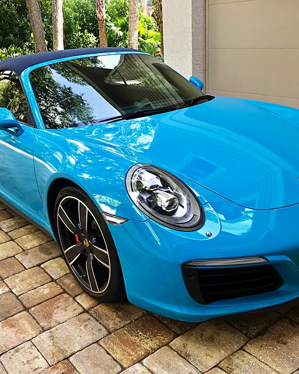 Porsche 911 Miami Blue paint correction by Lux Detailer, mobile detailing in Savannah, GA